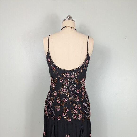 Vintage Sue Wong Prom Dress Midi Gown 10 Black Pink Silk Fairy Y2K Whimsigoth - Picture 4 of 13